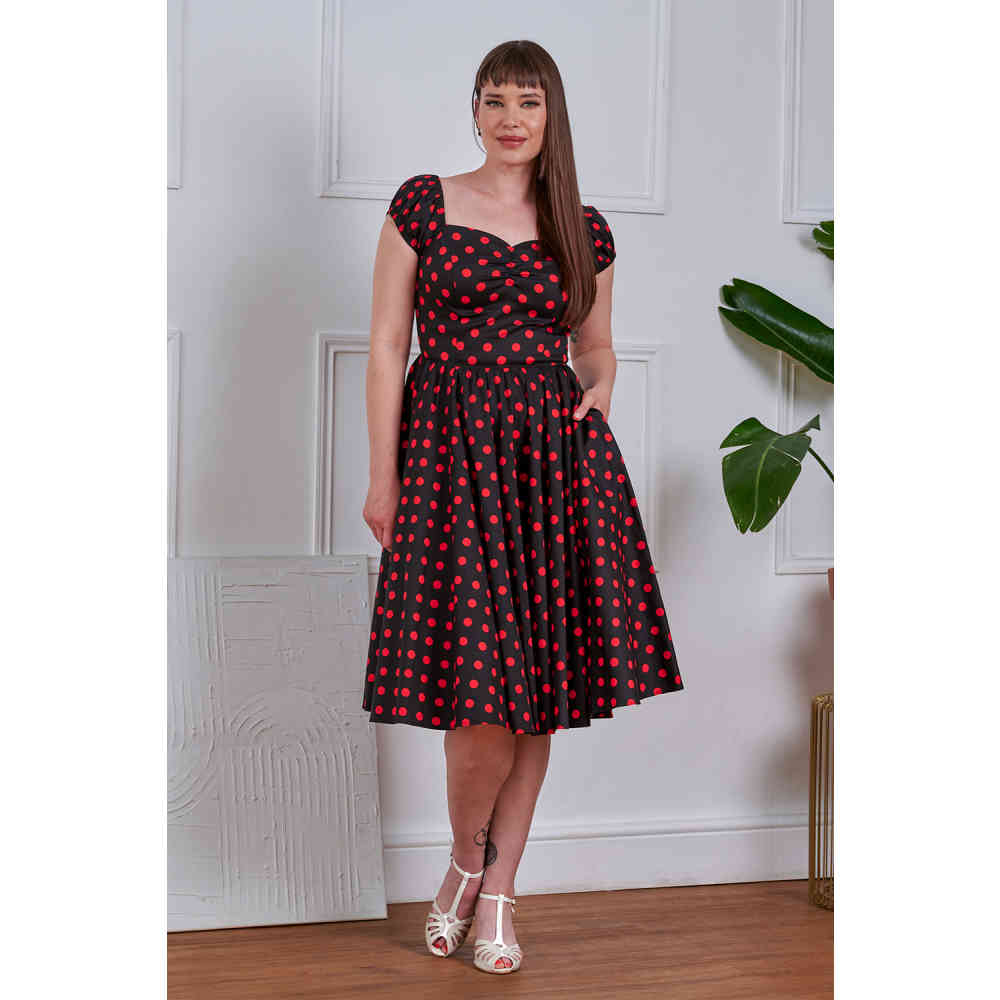 Banned - Marilyn Spot Flare dress - Black